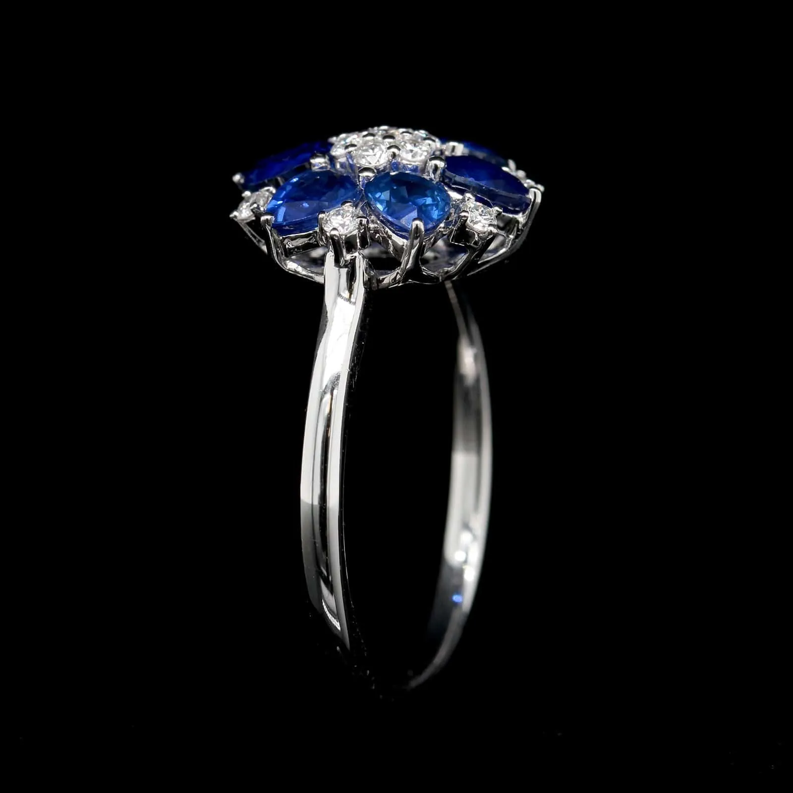 14K White Gold Estate Sapphire and Diamond Ring