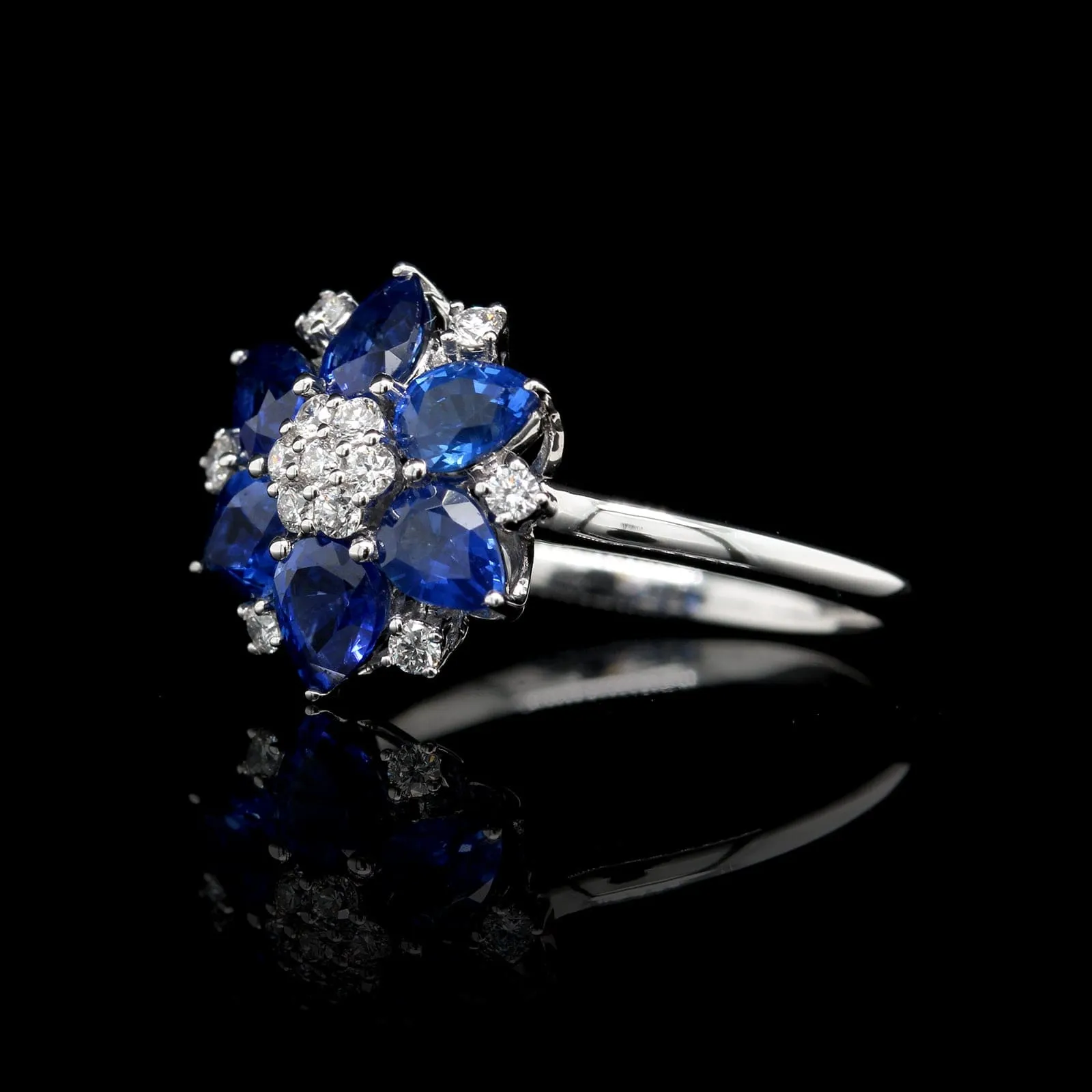 14K White Gold Estate Sapphire and Diamond Ring