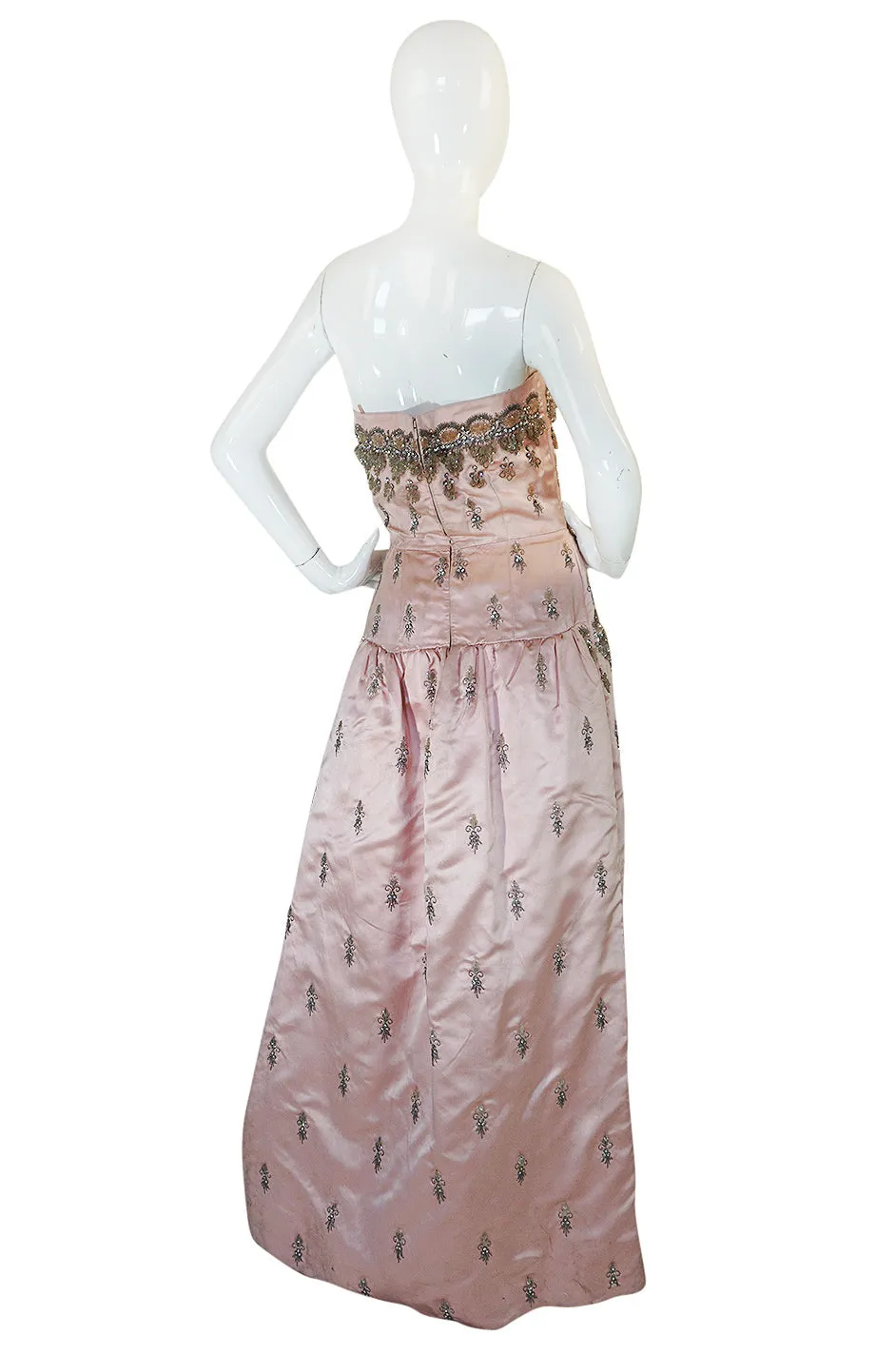 1950s Gaby Couture Embellished Silk Strapless Gown & Cover