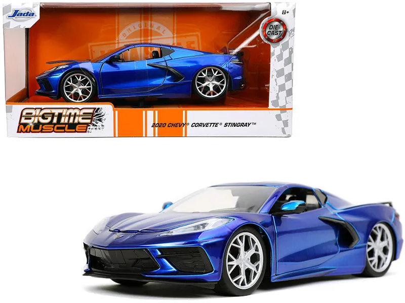 2020 Chevrolet Corvette Stingray C8 Candy Blue Bigtime Muscle 1/24 Diecast Model Car by Jada