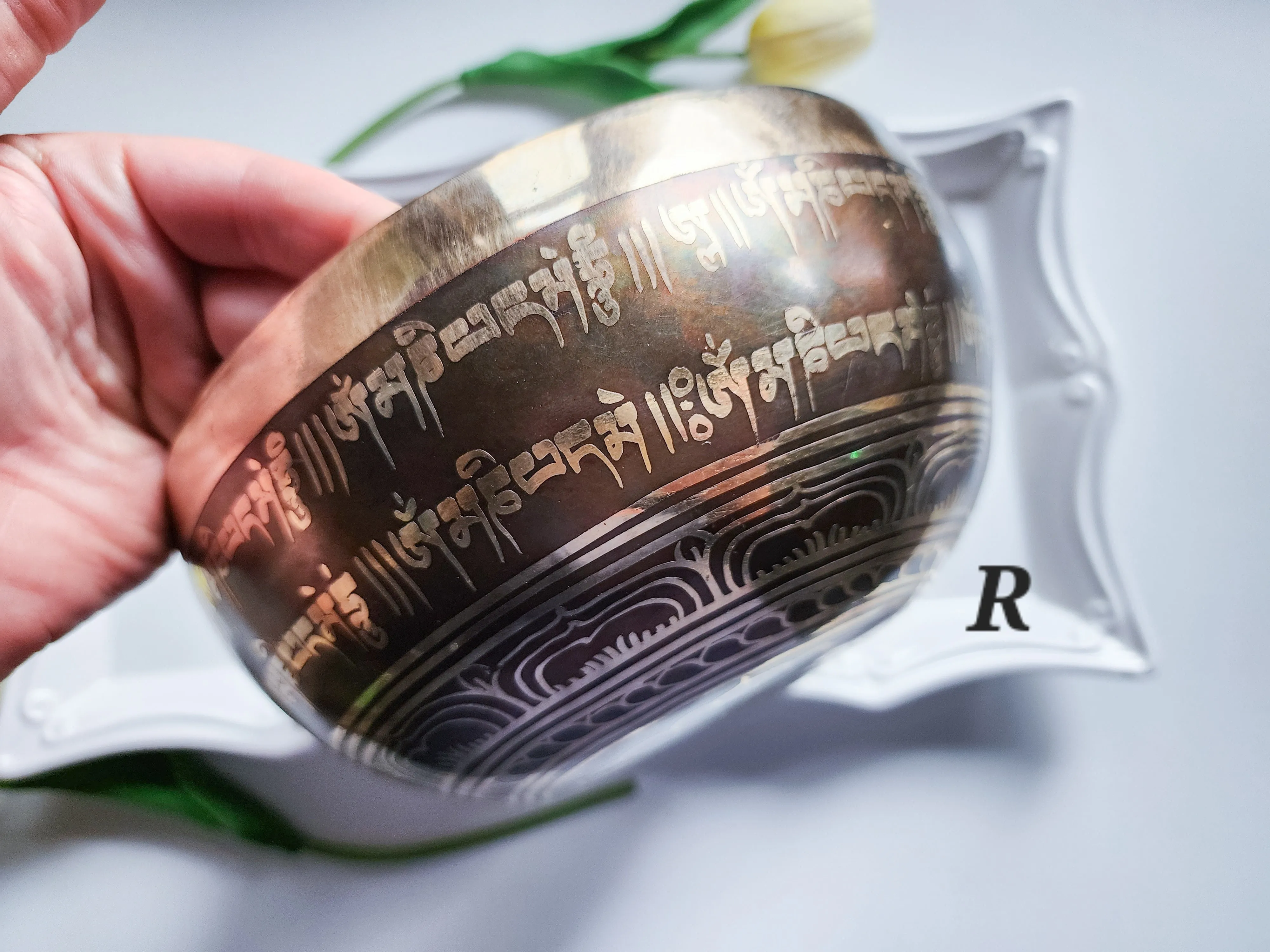 7.5 Tibetan Etched Singing Bowl