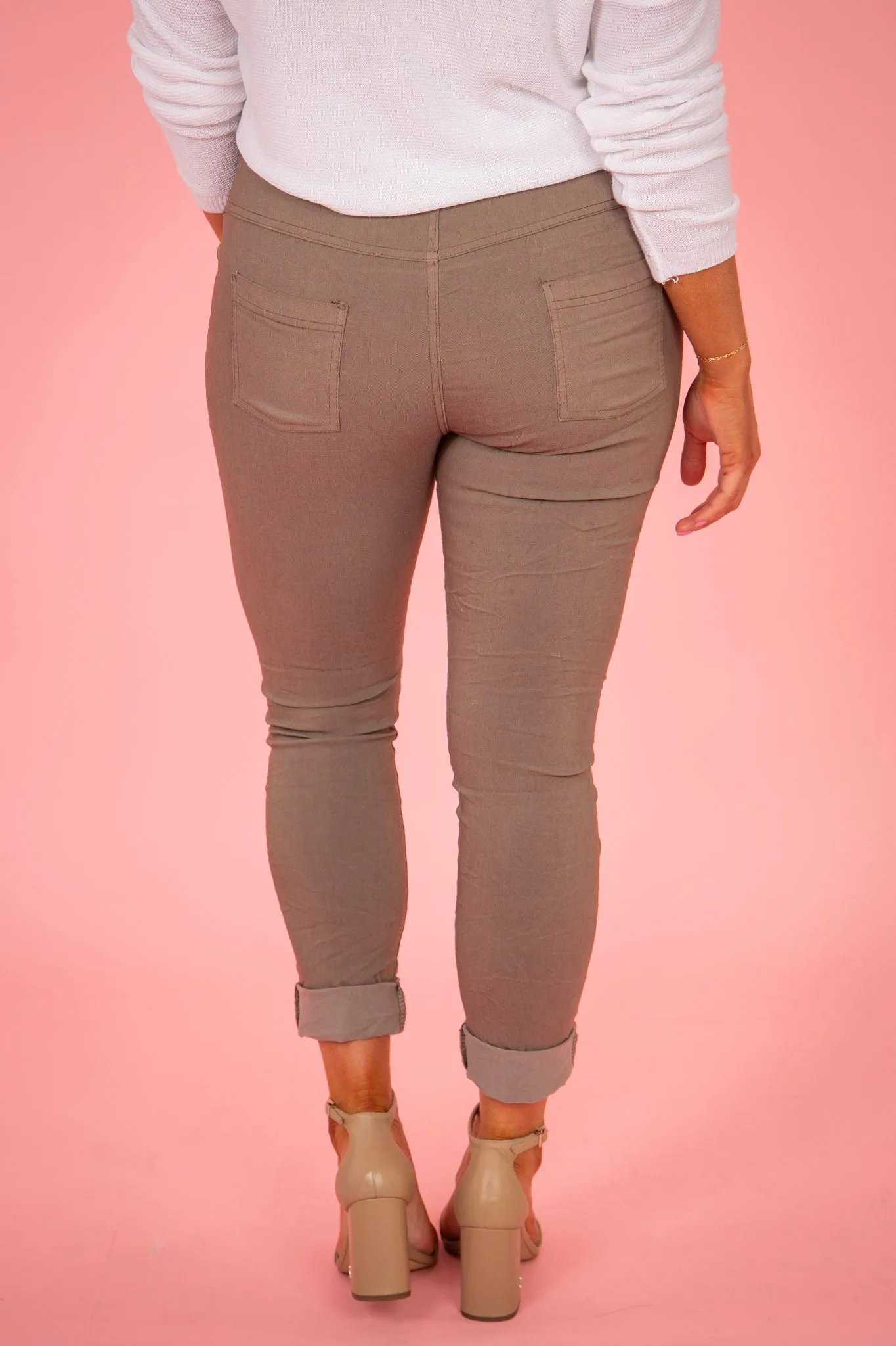 A Little Shine Jogger - Taupe | RESTOCK