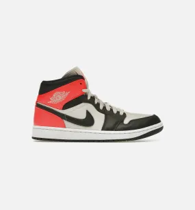 Air Jordan 1 Mid Newsprint Womens Lifestyle Shoe - White/Off White/ Crimson Free Shipping