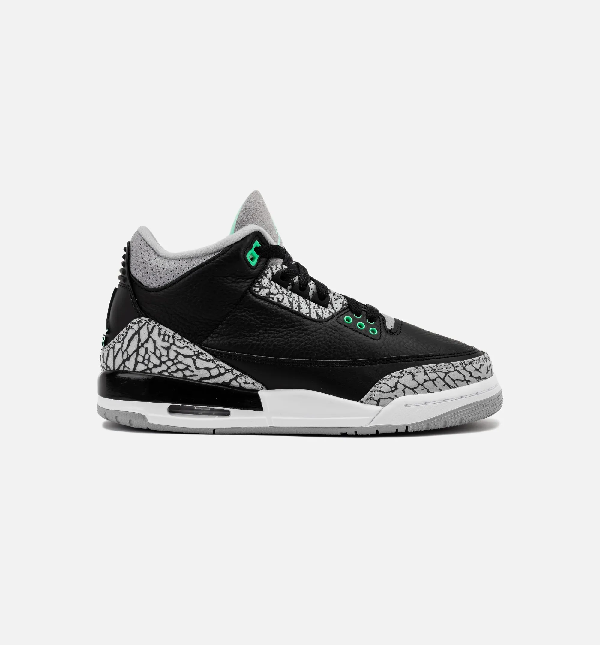 Air Jordan 3 Retro Green Glow Grade School Lifestyle Shoe - Black/Green Glow/Wolf Grey/White