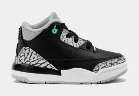 Air Jordan 3 Retro Green Glow Infant Toddler Lifestyle Shoes (Black/Green Glow/Wolf Grey/White)