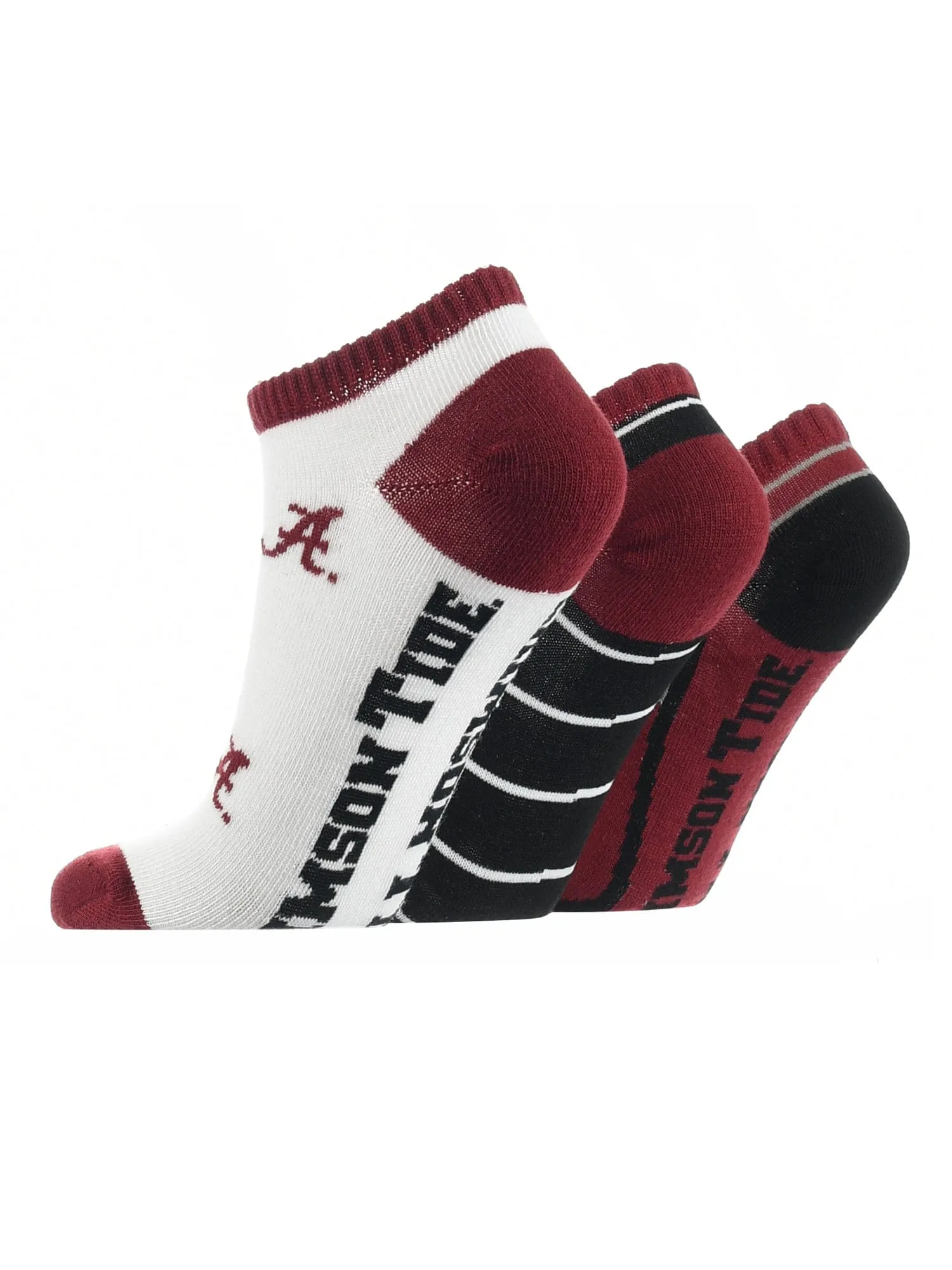 Alabama Crimson Tide No Show Socks Full Field 3 Pack