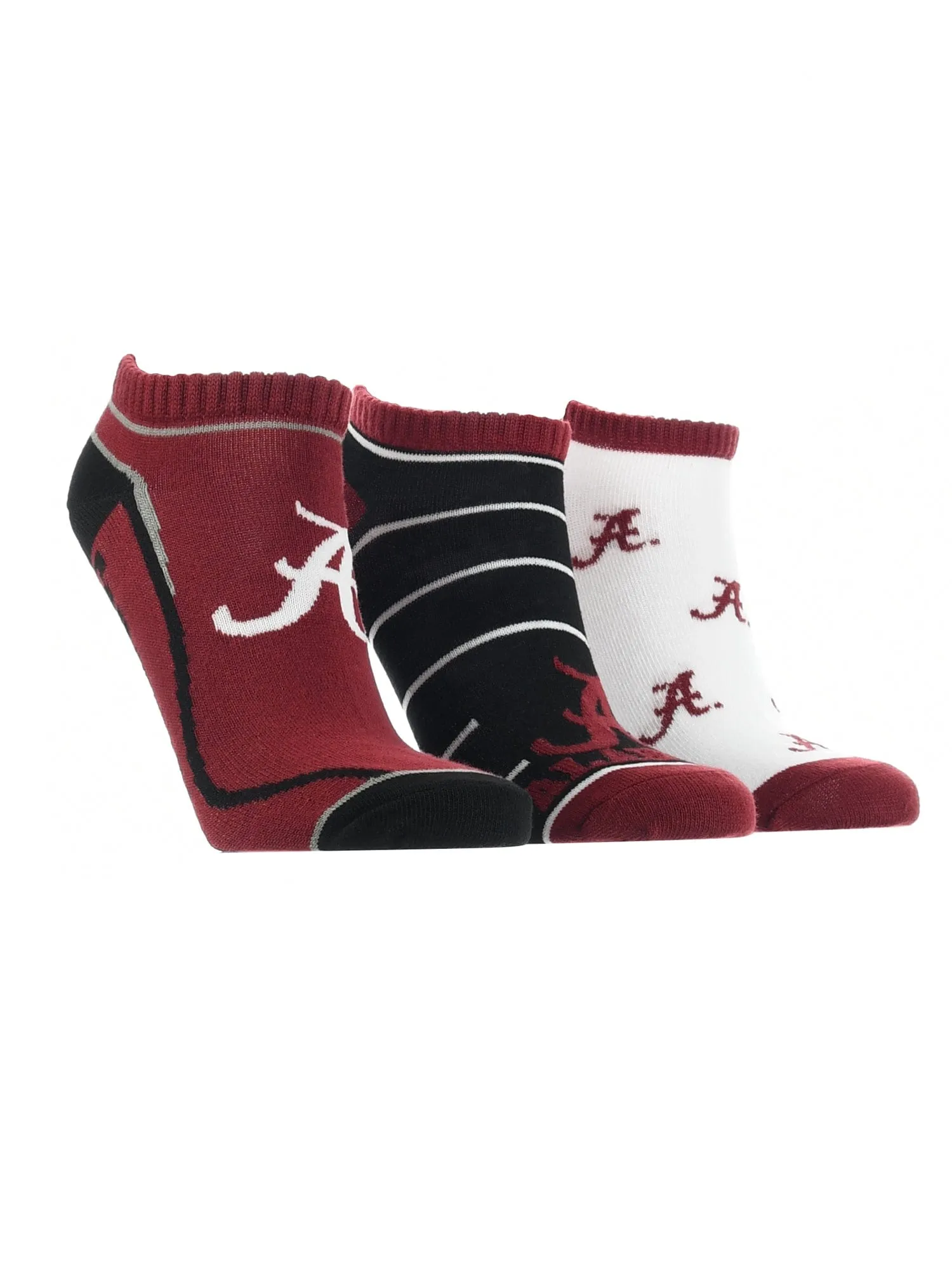 Alabama Crimson Tide No Show Socks Full Field 3 Pack