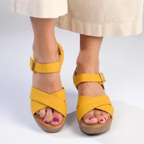 Alessio Cross Strap Fashion Platform - Yellow