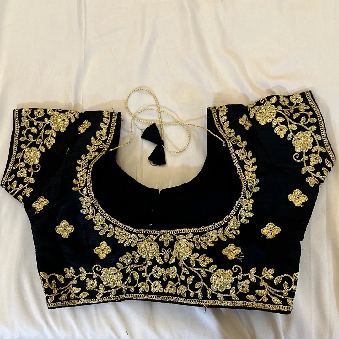 Attractive Black Color Ready To Wear Designer Blouse With Zari And Embroidery Work