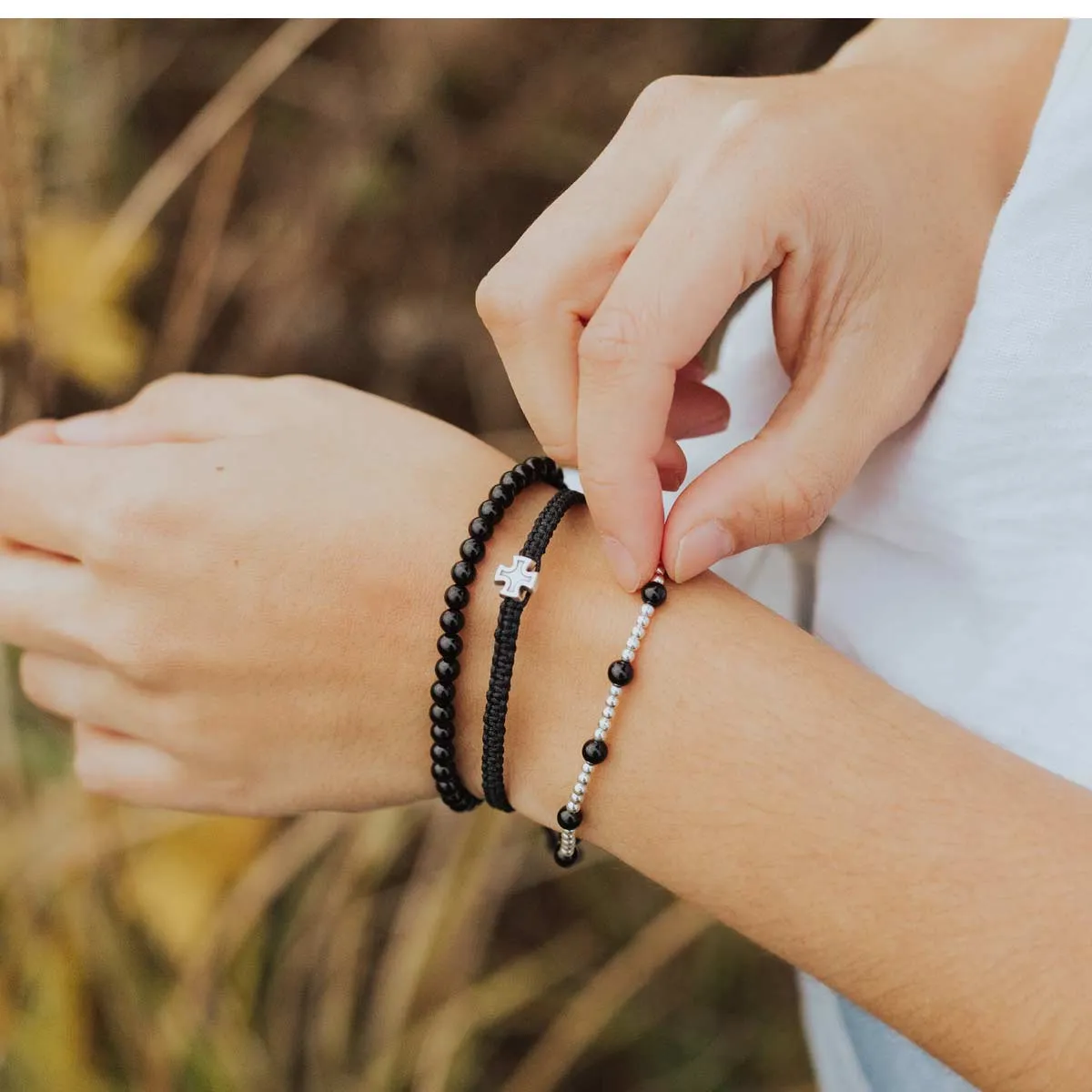 Be Still Prayer Bracelet -Gold/Black/Black Agate