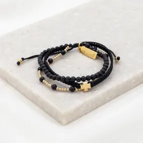 Be Still Prayer Bracelet -Gold/Black/Black Agate