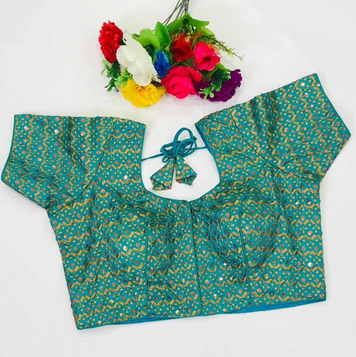 Beautiful Teal Blue Color Embroidery Blouse