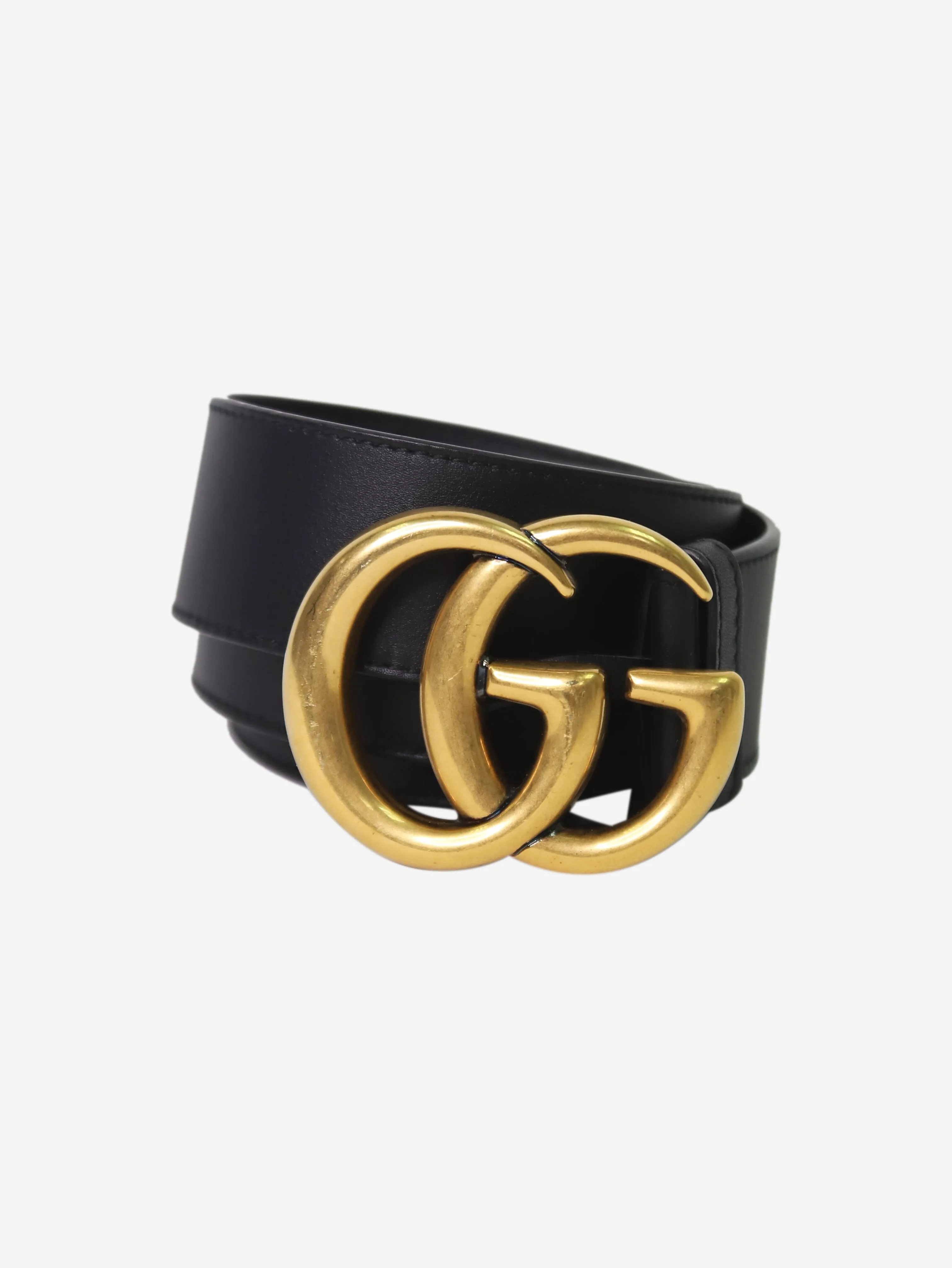 Black leather GG belt