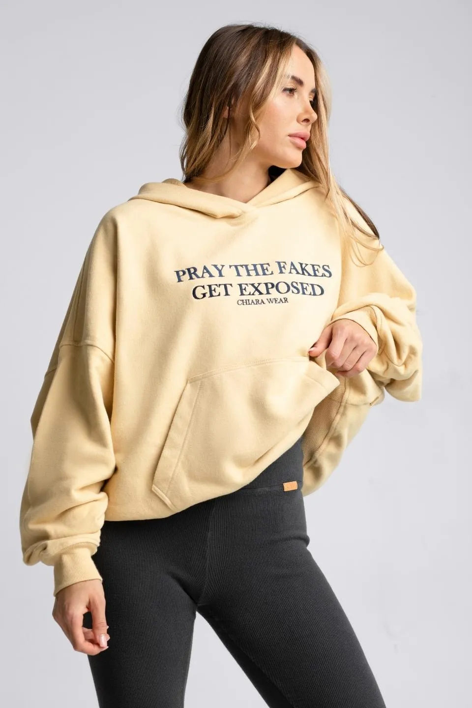 Bluza oversize z kapturem ADVOCATE PRAY - skin peach