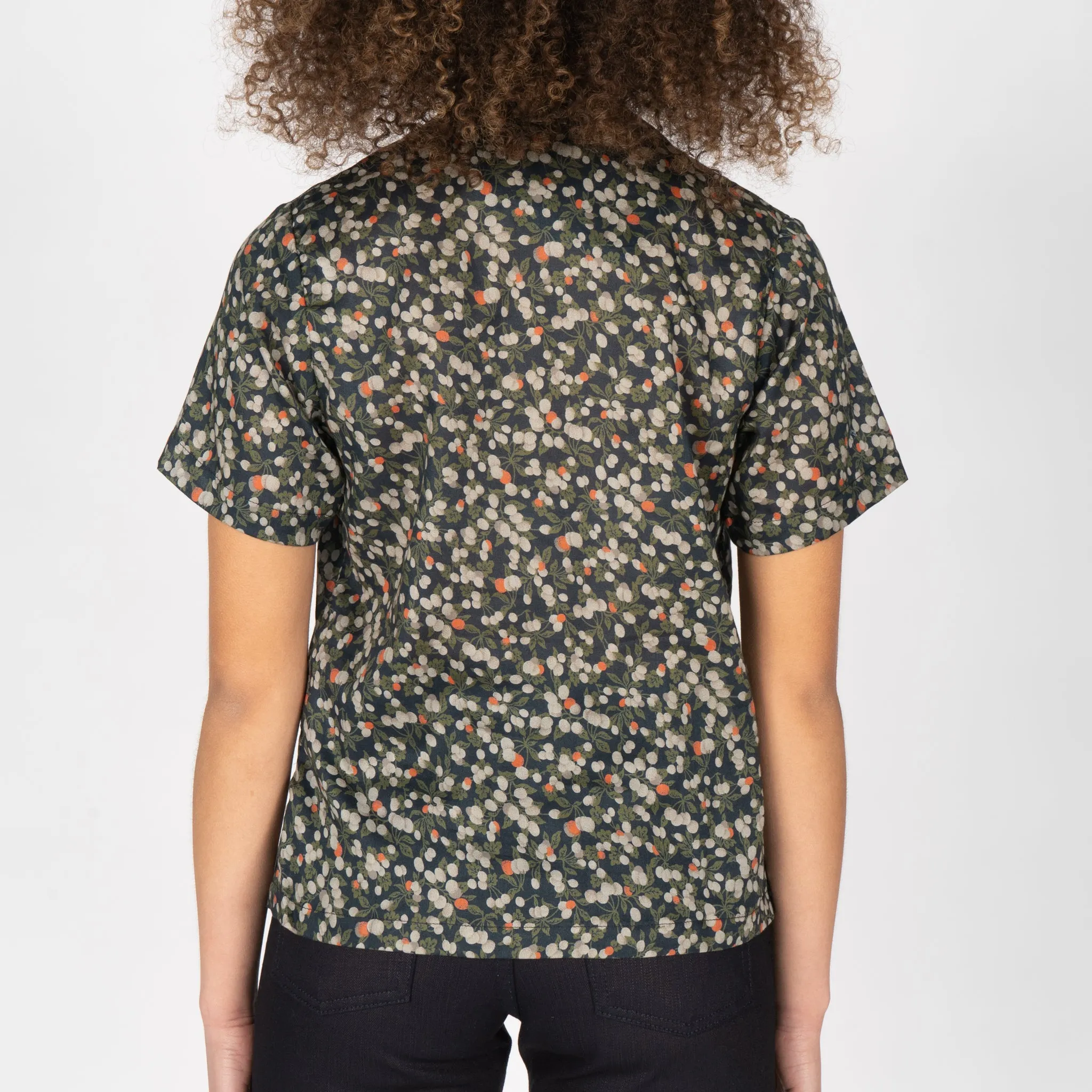 Camp Collar Shirt - Fruit Print - Navy