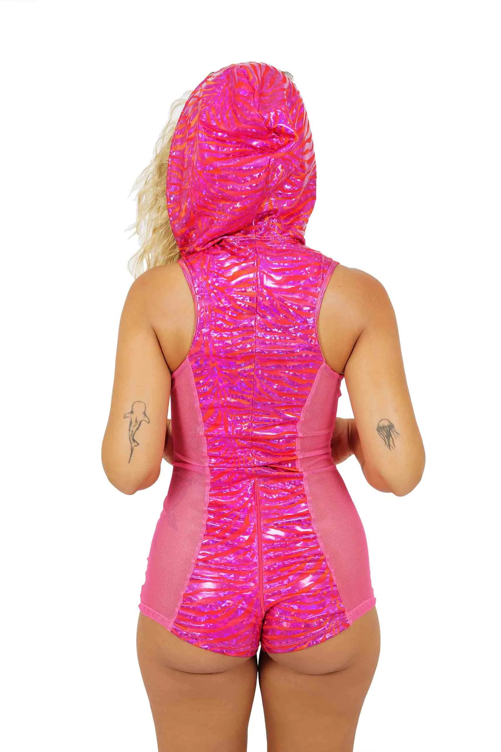 Cyber Tiger Neon Pink Romper