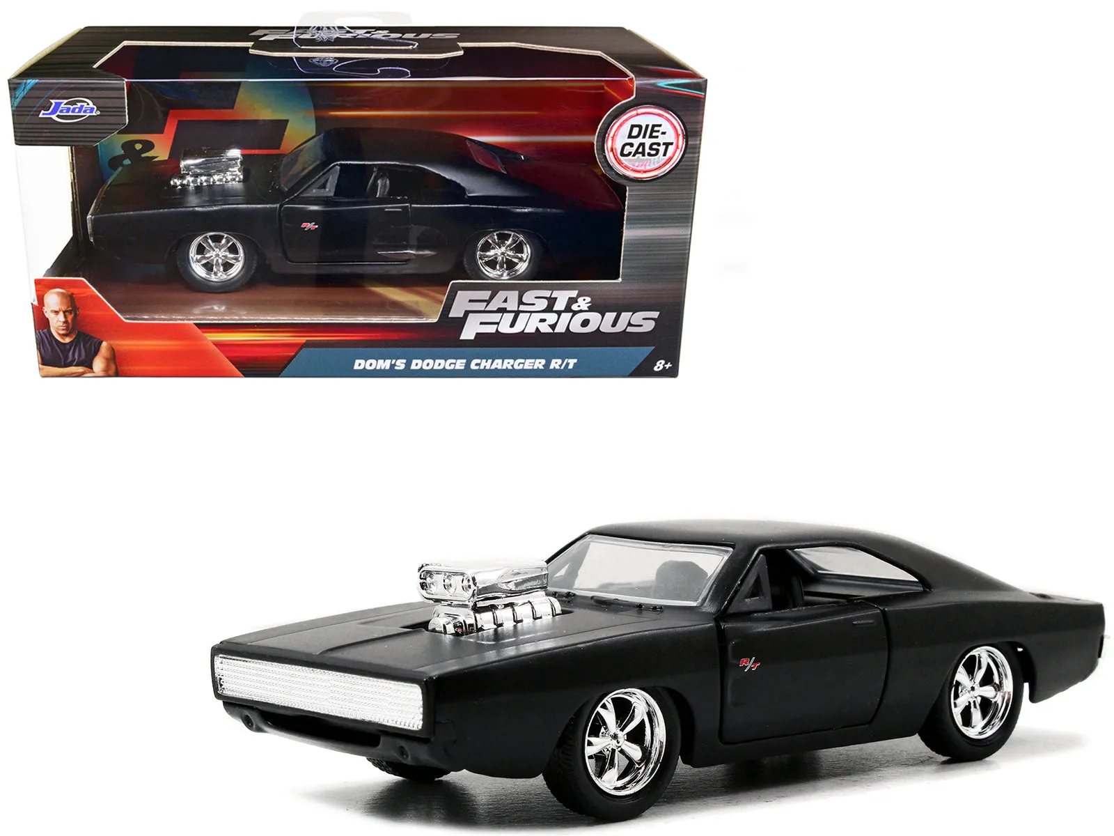 Dom's Dodge Charger R/T Matt Black Fast & Furious Movie 1/32 Diecast Model Car by Jada