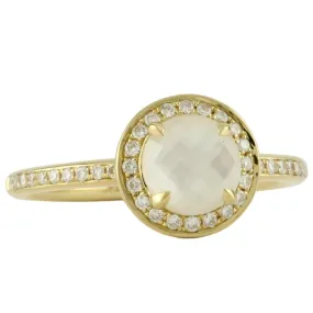 Doves White Orchid Mother of Pearl & Diamond Ring 18K