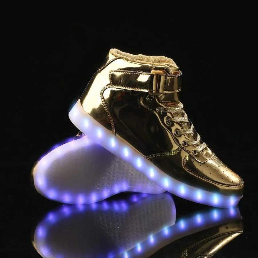 Flashez - Gold High Top LED Trainers