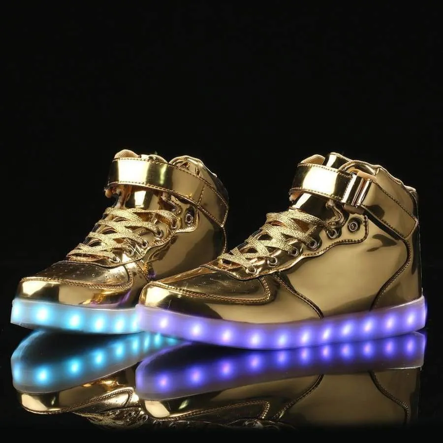 Flashez - Gold High Top LED Trainers