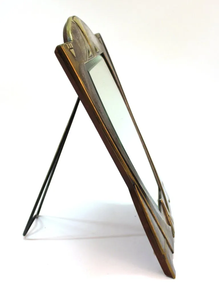 German Jugendstil Silvered Brass Mirror Attributed to Peter Behrens