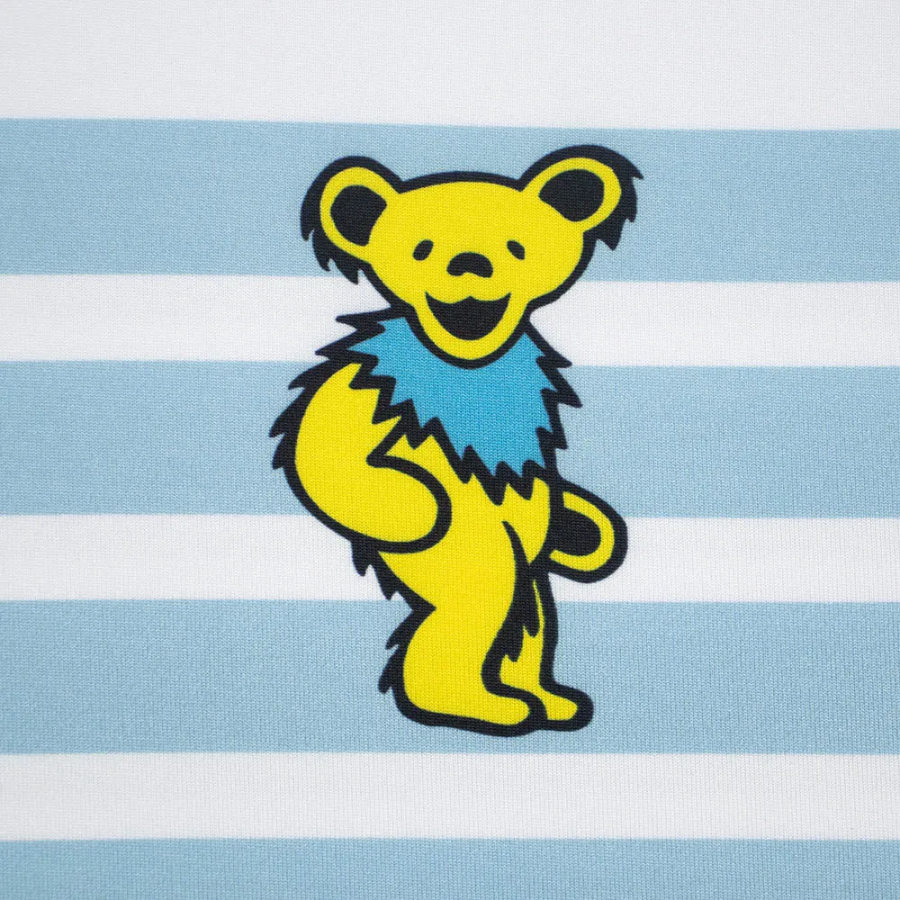 Grateful Dead | Performance Polo | Yellow Bear in Sky Blue Stripes