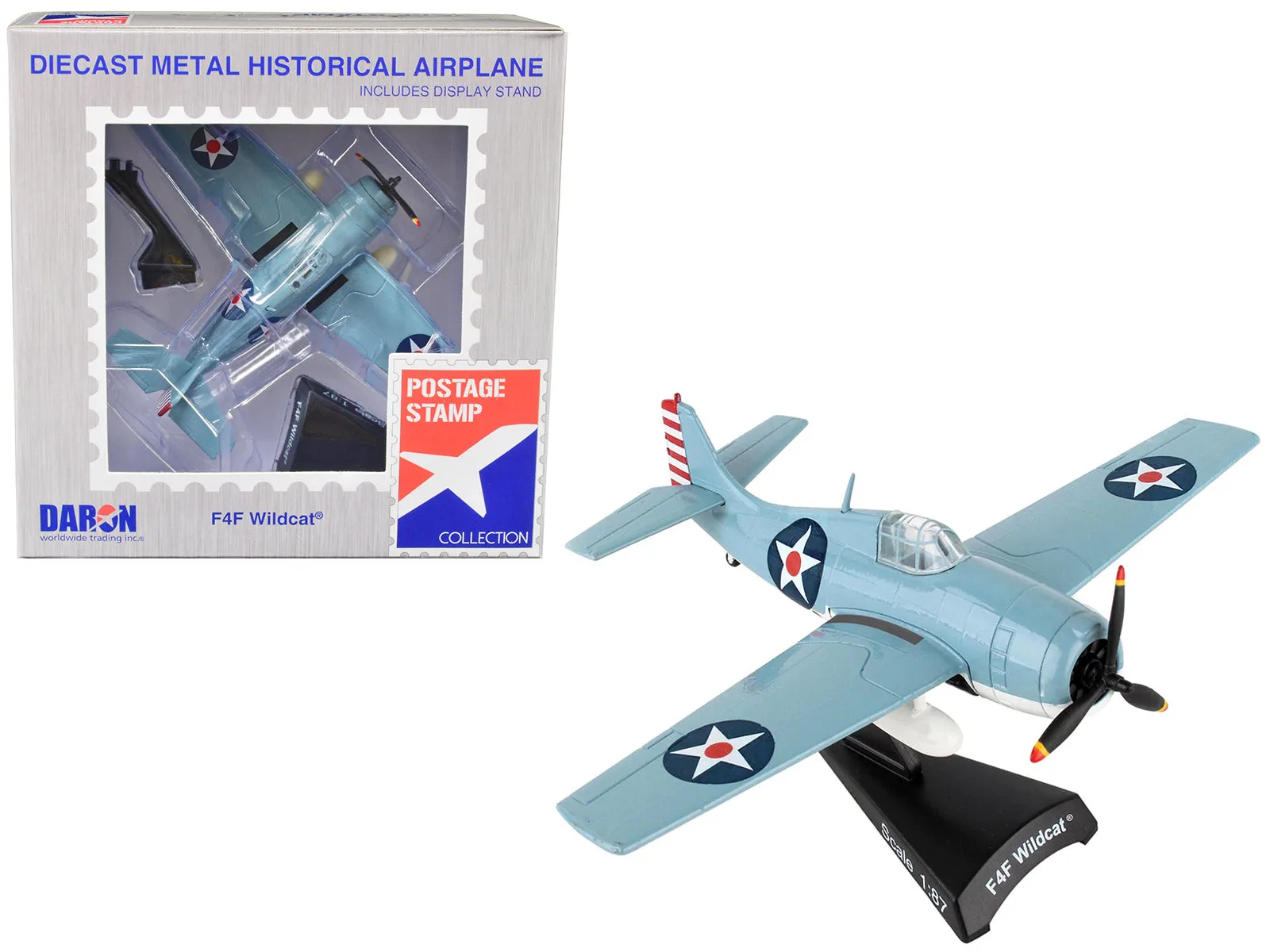 Grumman F4F Wildcat Aircraft United States Navy 1/87 (HO) Diecast Model Airplane by Postage Stamp