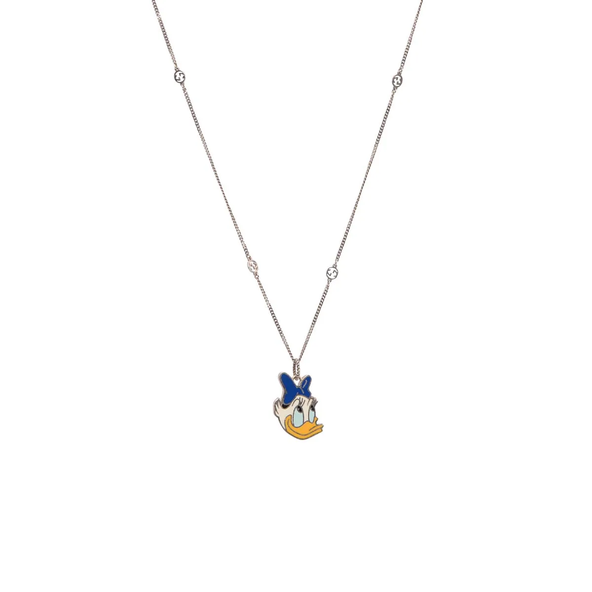 Gucci Sterling Silver Daisy Duck Pendant Necklace