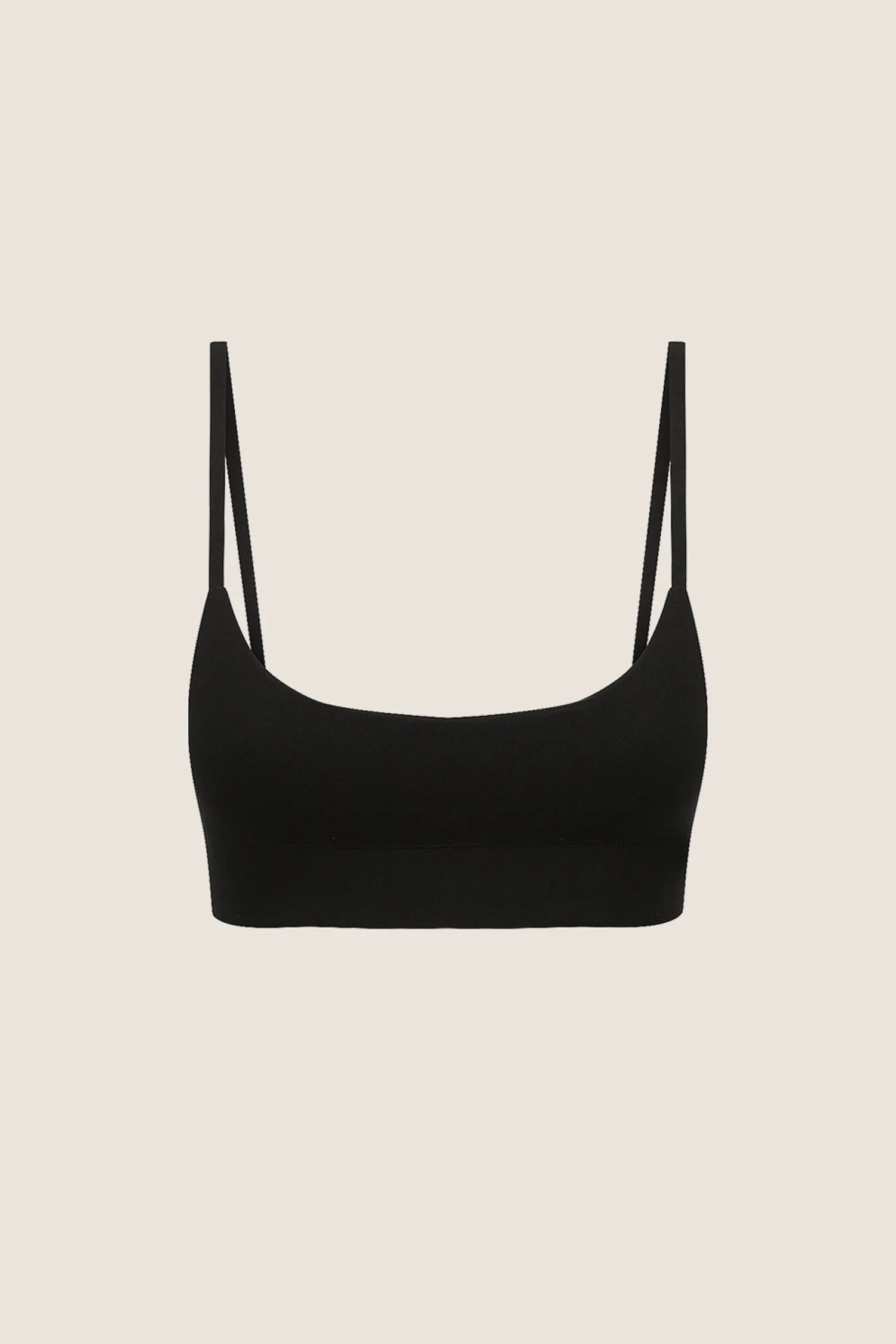 ISLA ORGANIC COTTON FINE STRAP CROP - BLACK