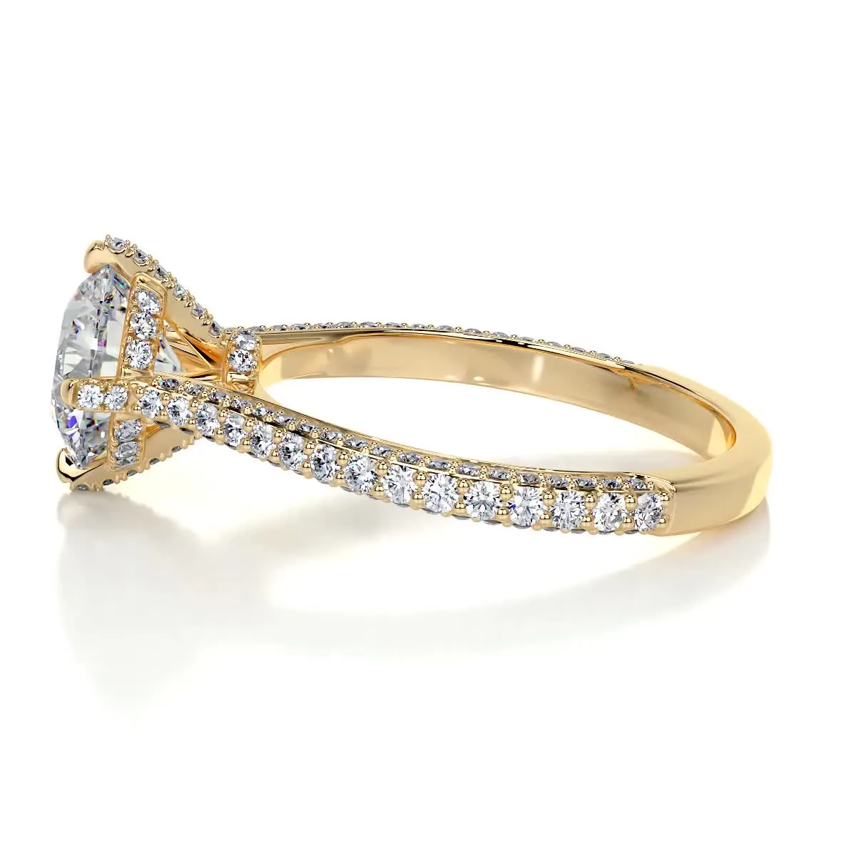 Jocelyn Moissanite & Diamonds Ring -18K Yellow Gold