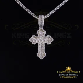 King Of Bling's 3.50ct VVS D Moissanite White Sterling Silver Charm Cross Pendant Men & Women's