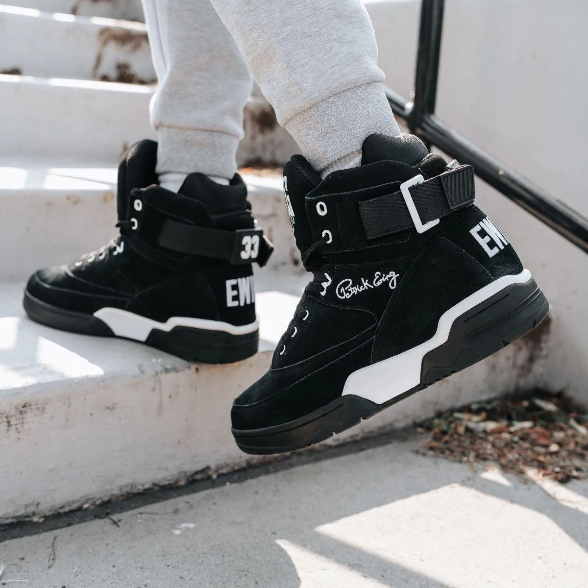 (Men's) Ewing Athletics 33 Hi OG Suede Black / White 1EW90013-018