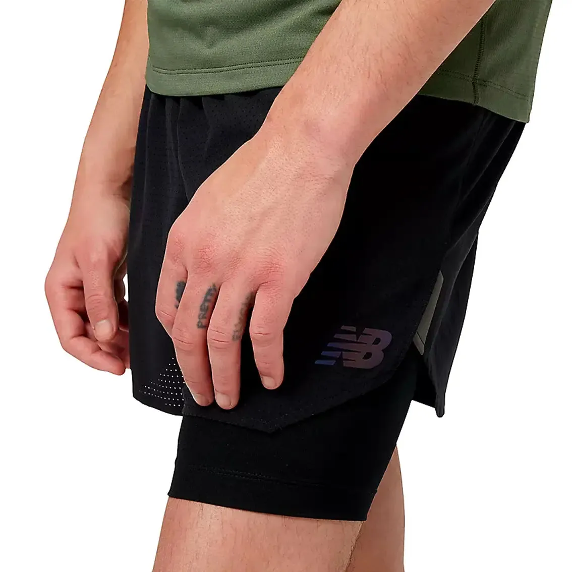 Mens New Balance Q Speed 5 Inch 2 in 1 Short - Black