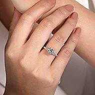 Mounting Only, 14K Round Diamond Cathedral Engagement Ring