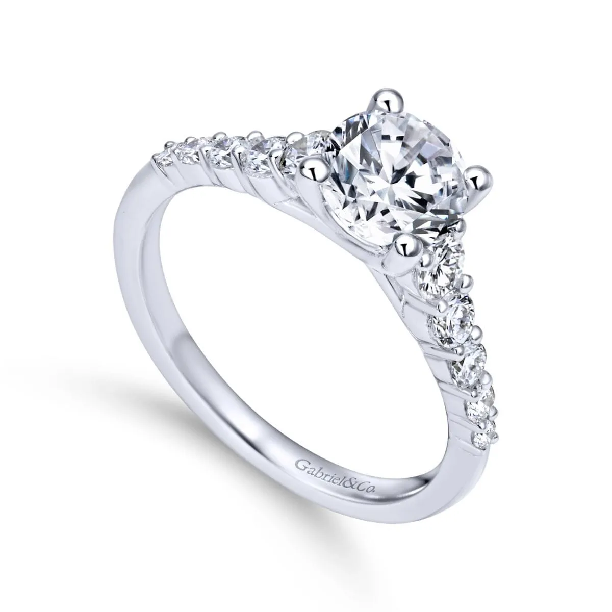 Mounting Only, 14K Round Diamond Cathedral Engagement Ring