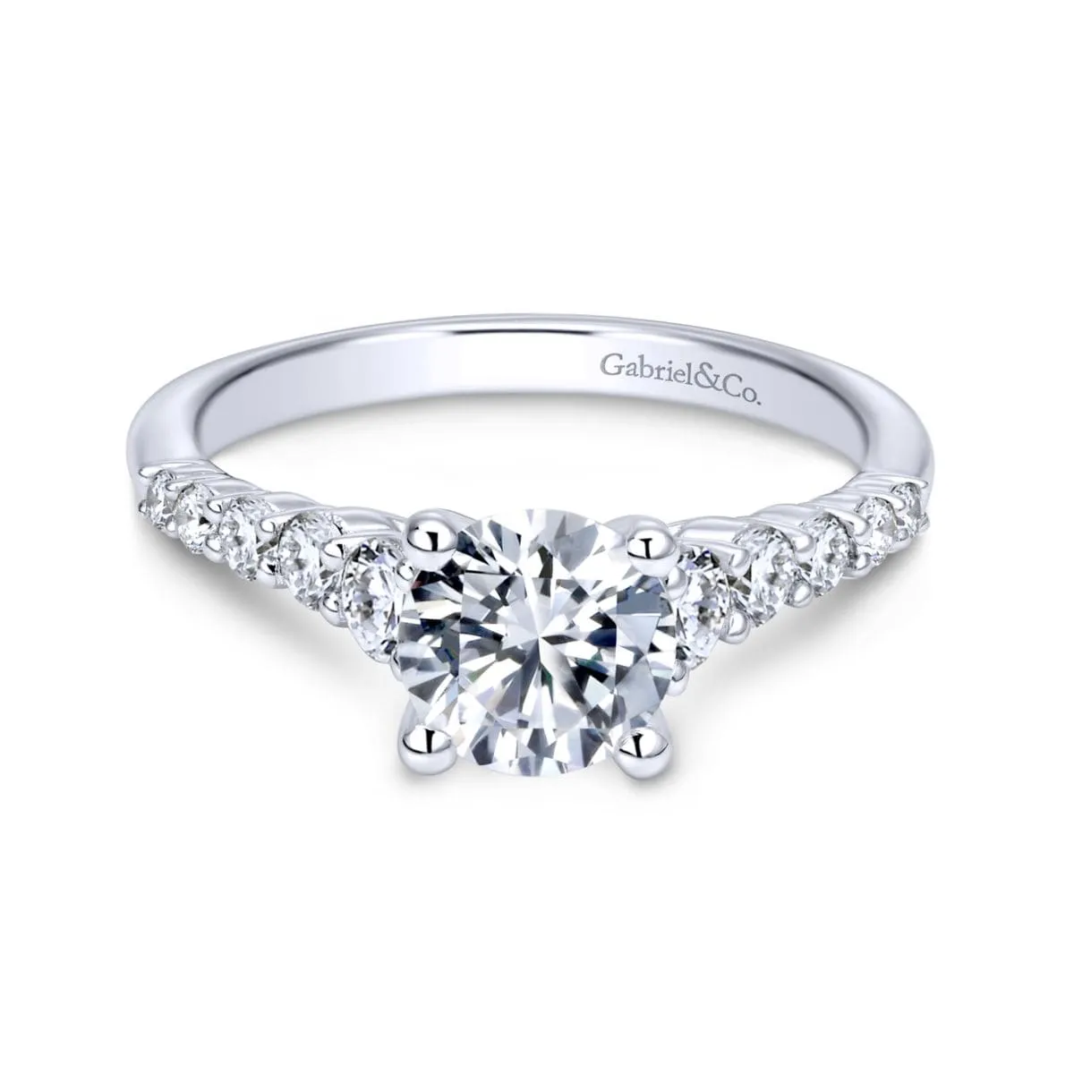 Mounting Only, 14K Round Diamond Cathedral Engagement Ring