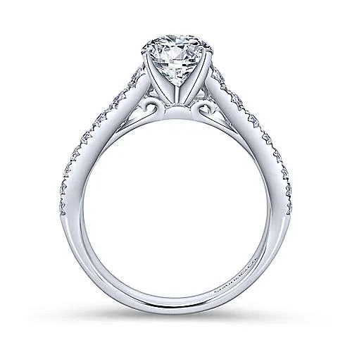 Mounting Only, 14K White Gold Round Diamond Engagement Ring