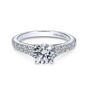 Mounting Only, 14K White Gold Round Diamond Engagement Ring