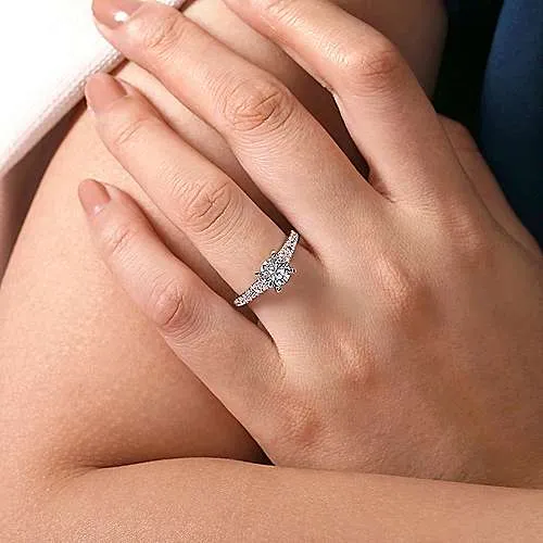 Mounting Only, 14K White Gold Round Diamond Engagement Ring