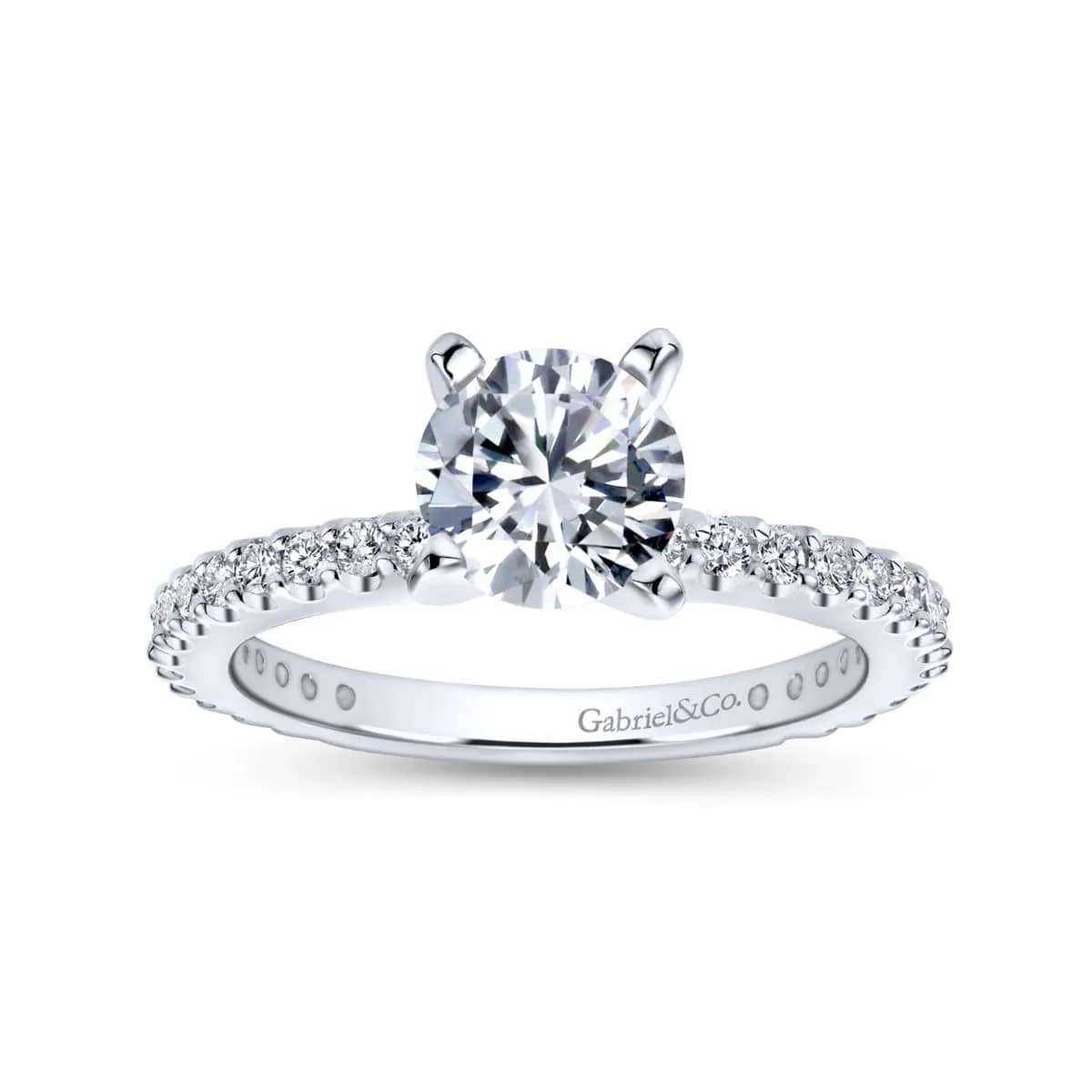 Mounting Only, Platinum Round Straight Engagement Ring