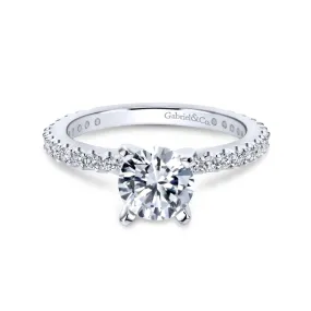 Mounting Only, Platinum Round Straight Engagement Ring