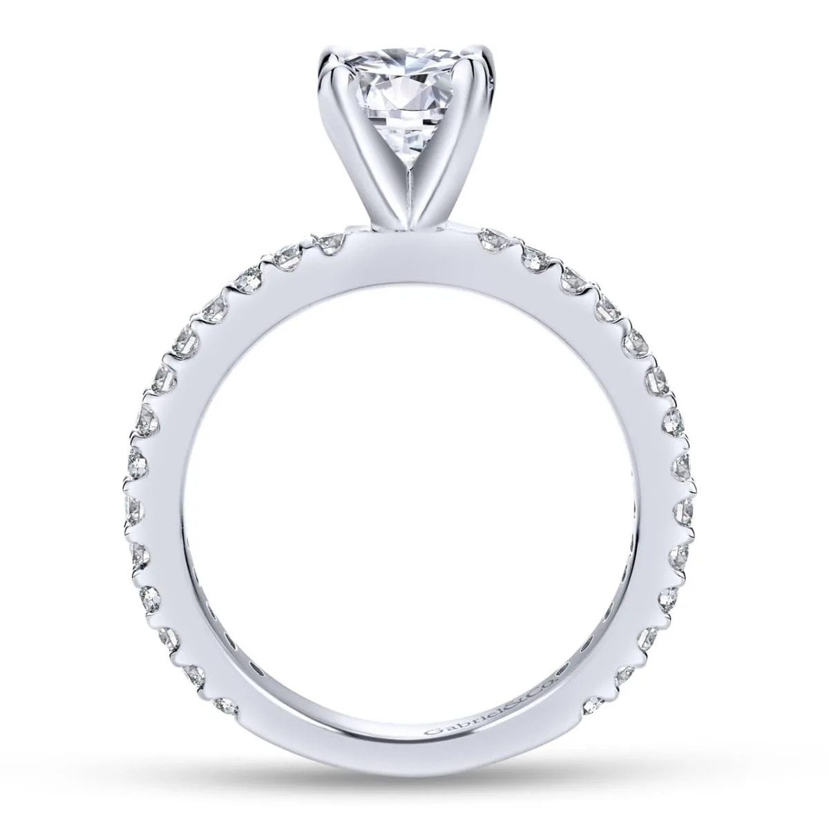 Mounting Only, Platinum Round Straight Engagement Ring