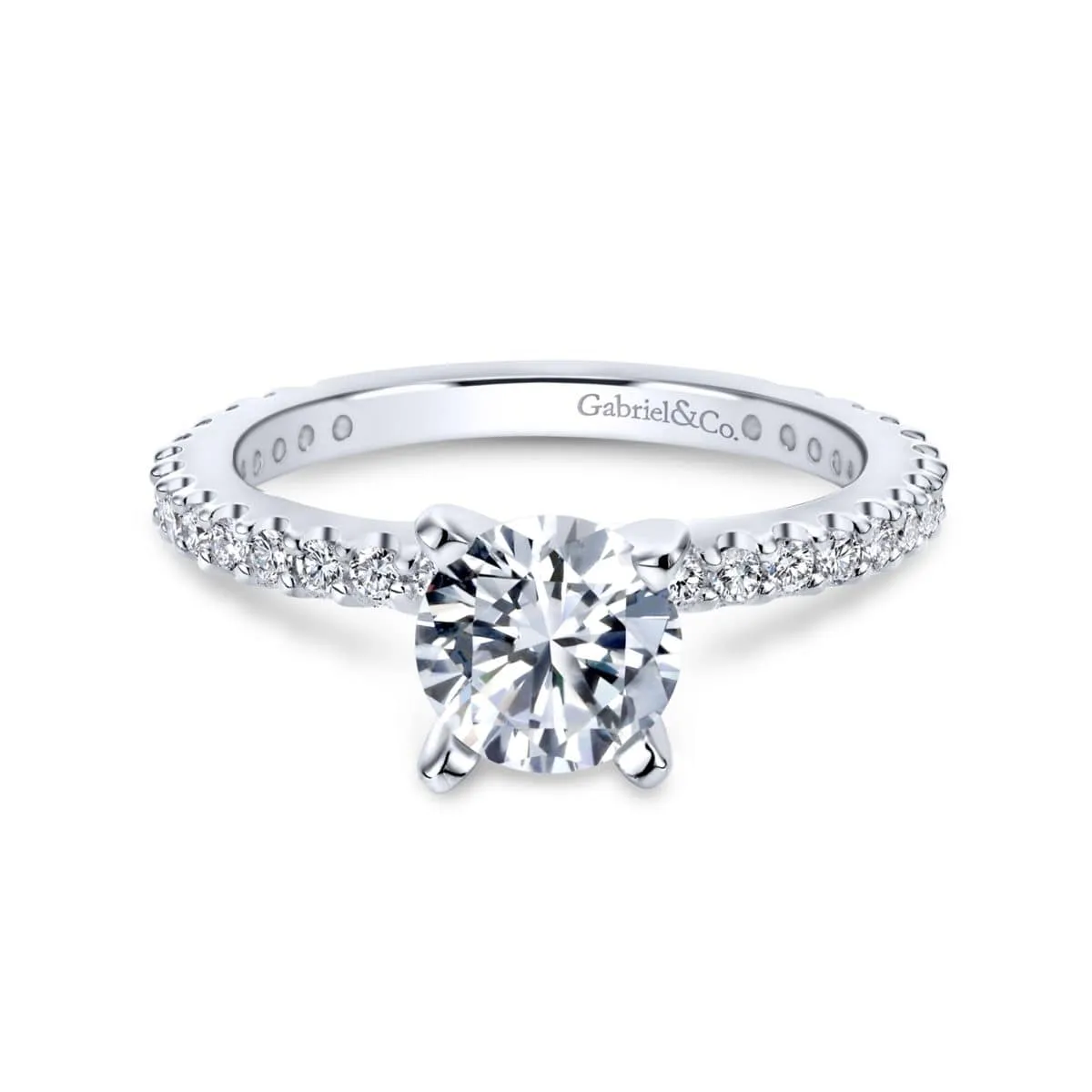 Mounting Only, Platinum Round Straight Engagement Ring