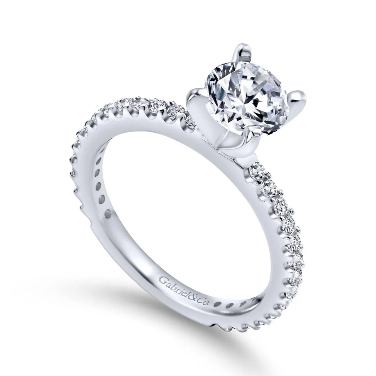 Mounting Only, Platinum Round Straight Engagement Ring