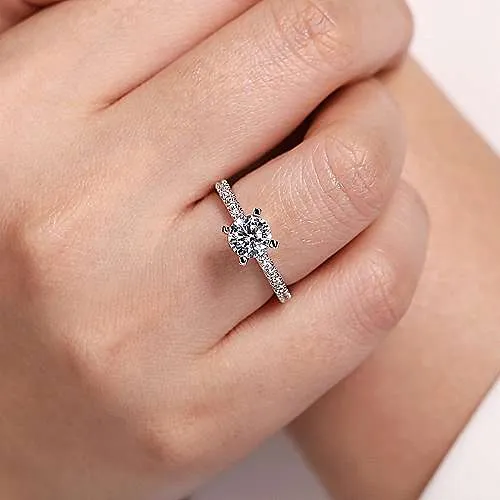 Mounting Only, Platinum Round Straight Engagement Ring