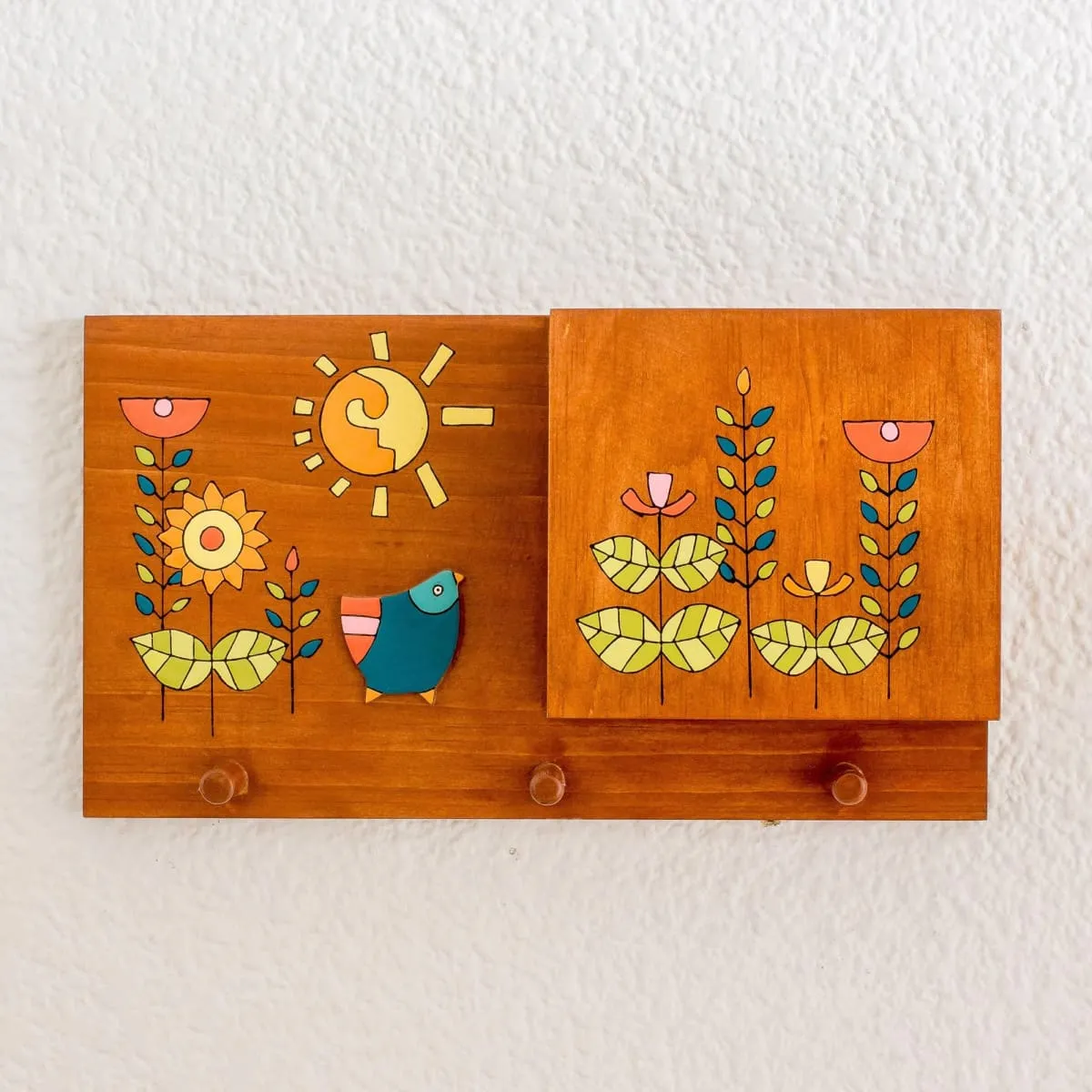 Novica Day Of Sunshine Wood Letter And Key Holder