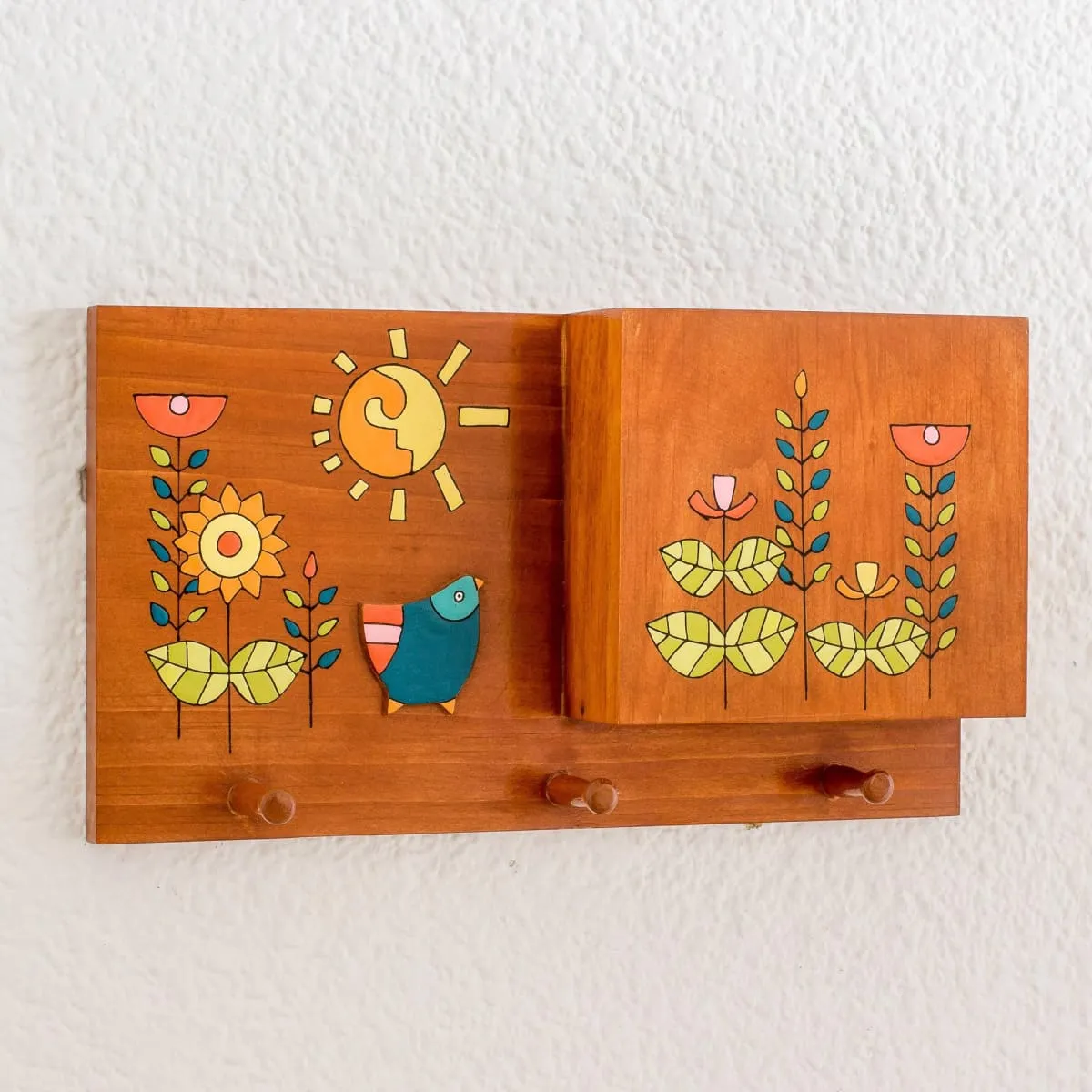 Novica Day Of Sunshine Wood Letter And Key Holder