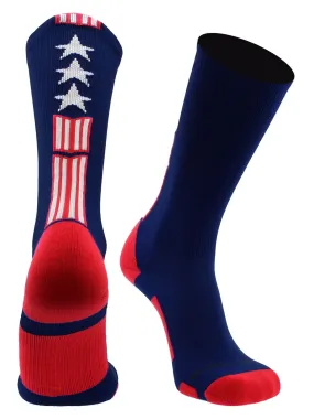 Patriot USA Flag Stars and Stripes Athletic Crew Socks (multiple colors)