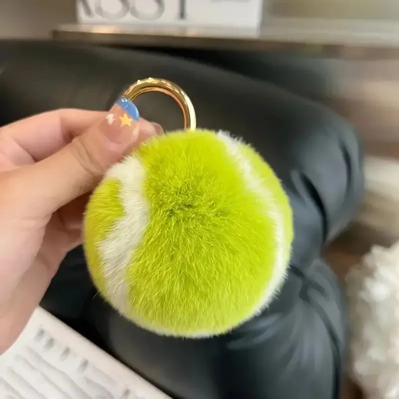 Plush Tennis Ball Key Ring