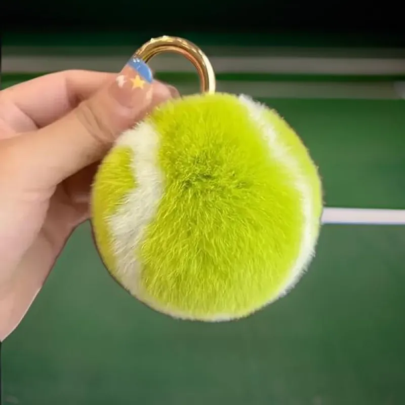 Plush Tennis Ball Key Ring